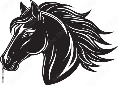 A horse head silhouette vector on white background