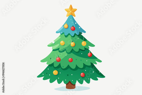 Christmas tree watercolor clipart illustration with isolated background. 