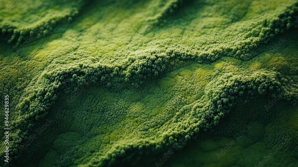 Close-up View of Lush Green Moss with Wavy Texture Close-up View of Lush Green Moss with Wavy Texture