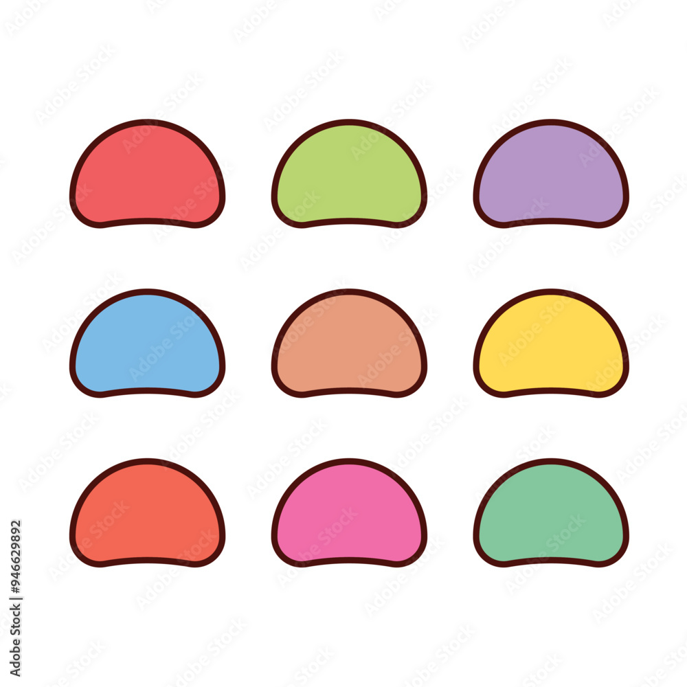 Mochi Japanese Vector Icon Set with Berry and Matcha Tastes on White Background. Cute Mochi Emotional Characters for Branding Identity, Banner, Outdoor Advertising, Web, Menu, Print. Mochi Japanese Vector Icon Set with Berry and Matcha Tastes on White Background. Cute Mochi Emotional Characters for Branding Identity, Banner, Outdoor Advertising, Web, Menu, Print.