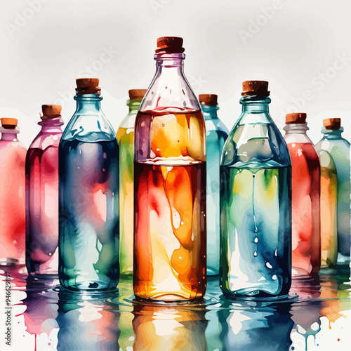 Bottle Ilustration Painting Background Very Cool