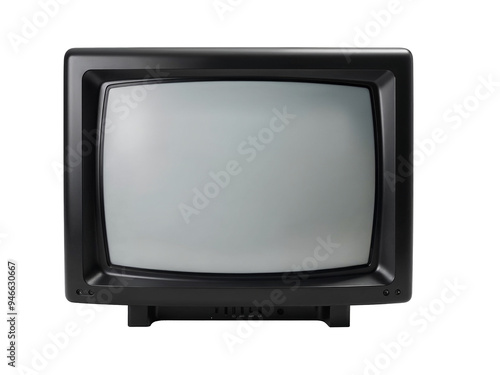 A 1960s TV with a metallic finish on transparent background. Old TV PNG television mockup isolated cutout object