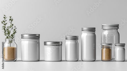 Assorted Glass Jars with Metallic Lids Generative AI