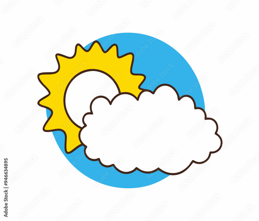 Sun and cloud cartoon icon stock illustration Sun and cloud cartoon icon stock illustration
