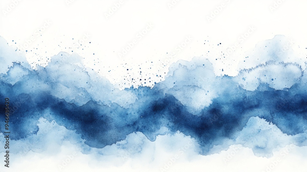 Abstract Blue Watercolor Painting Generative AI Abstract Blue Watercolor Painting Generative AI