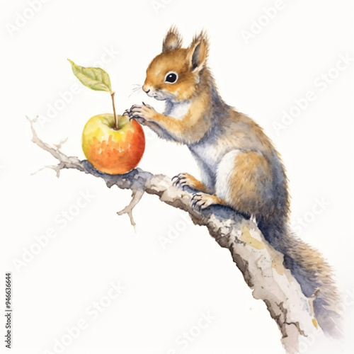 Eichhörnchen isst Apfel Obst Frucht Essen