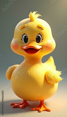 Cute cartoon chick rendered in 3D 