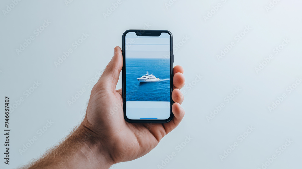 Digital screen showing available rental boats on a nautical-themed app interactive map and booking options modern convenience meets sea adventure Digital screen showing available rental boats on a nautical-themed app interactive map and booking options modern convenience meets sea adventure