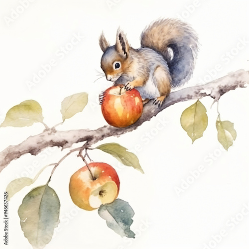 Eichhörnchen isst Apfel Obst Frucht Essen