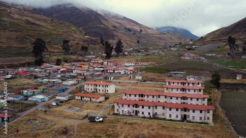 Aerial shot of Apartaderos village and the colorful páramos. photo