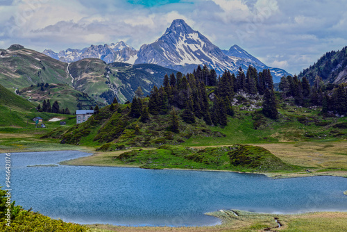 Der Kalbelesee am Hochtannbergpass in Warth Vorarlberg, Österreich	 photo