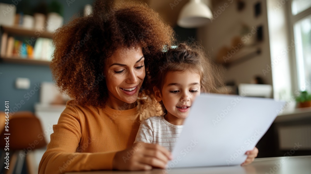 A cheerful mother helps her young daughter with an educational activity, creating a warm and engaging environment for learning, in a well-decorated home setting. A cheerful mother helps her young daughter with an educational activity, creating a warm and engaging environment for learning, in a well-decorated home setting.