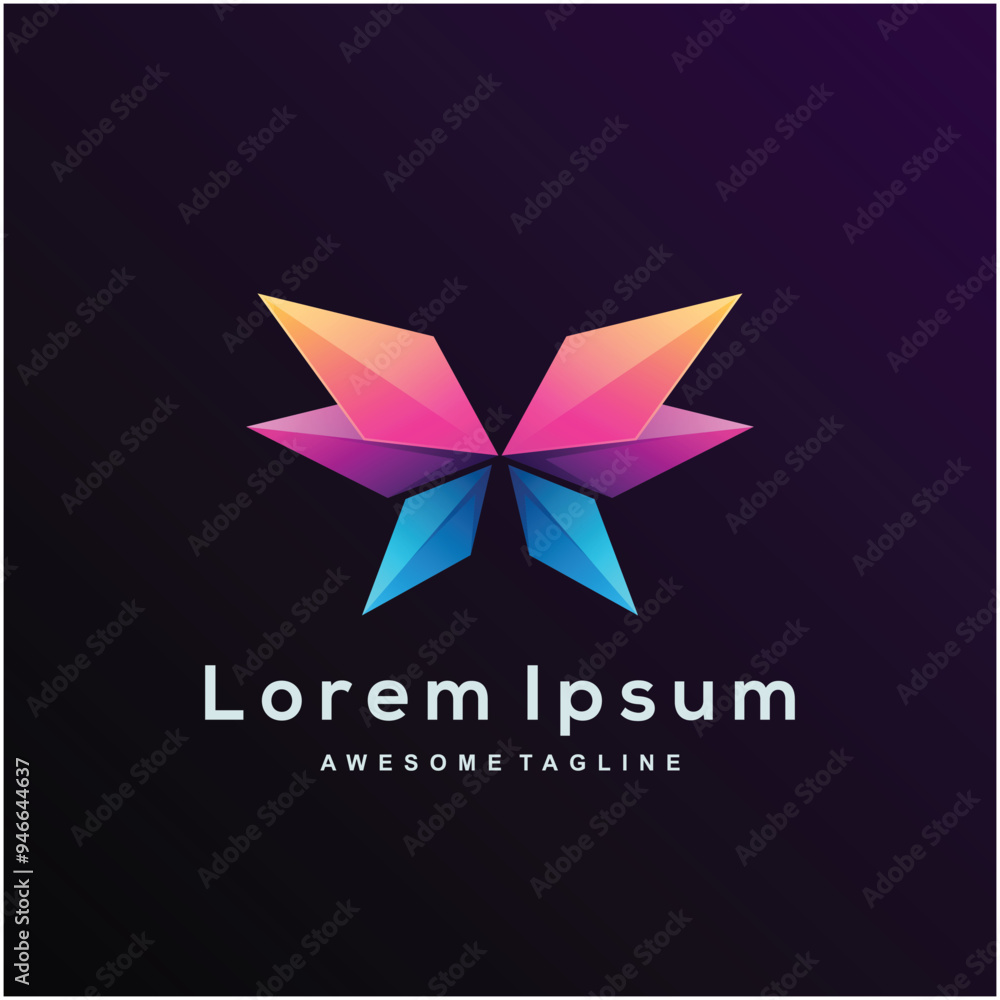 Butterfly geometric colorful logo template Butterfly geometric colorful logo template