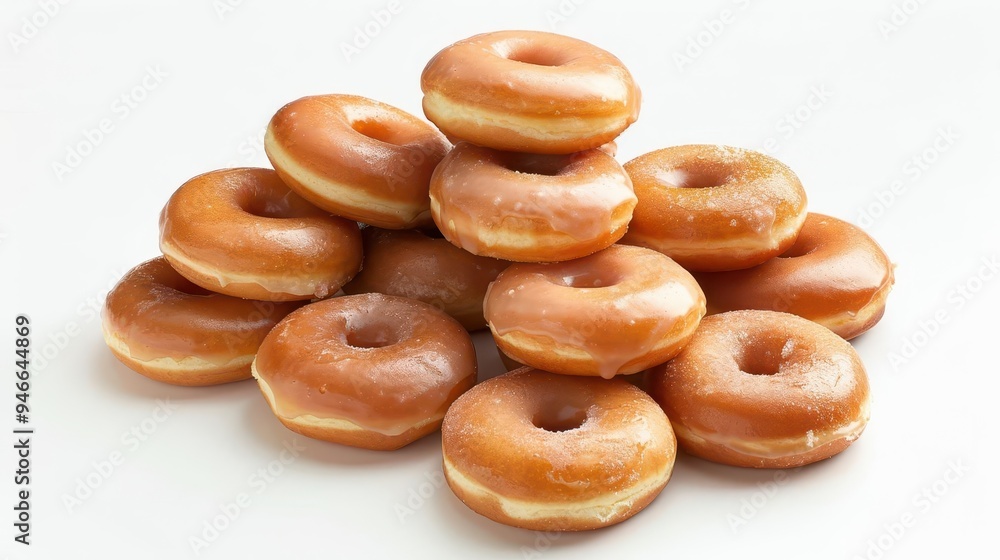 mouthwatering glazed donuts piled high on white background food photography mouthwatering glazed donuts piled high on white background food photography