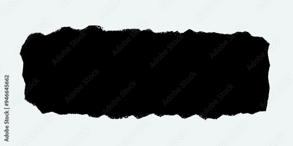 Black rectangle with grunge torn edges. Rough style frame silhouette. Ripped border square vector on light background. Ideal for stickers, banners, and collages Black rectangle with grunge torn edges. Rough style frame silhouette. Ripped border square vector on light background. Ideal for stickers, banners, and collages