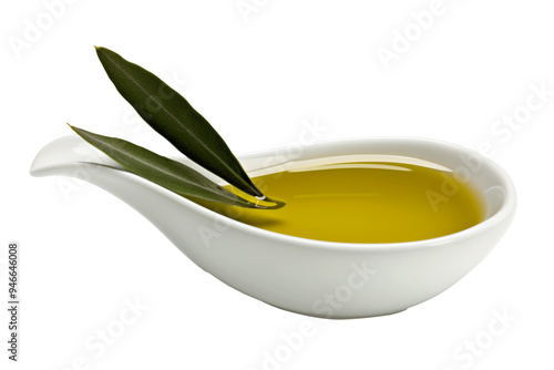 Wallpaper Mural Small dish of olive oil with rosemary isolated on white transparent background. Food ingredient and cooking concept Torontodigital.ca