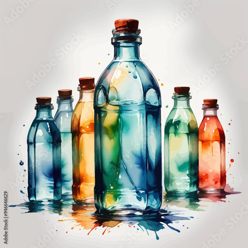 Bottle Ilustration Painting Background Very Cool