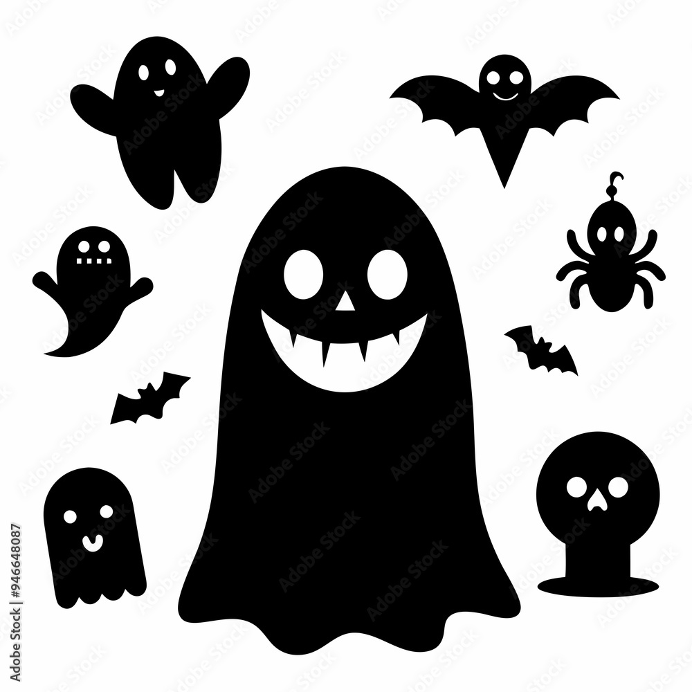 Halloween Ghost Silhouette Black Vector Halloween Ghost Silhouette Black Vector