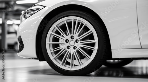 Wheel being installed onto a car