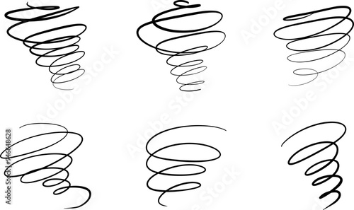 Tornado and hurricane doodle set, Doodle hurricane storm cartoon vector