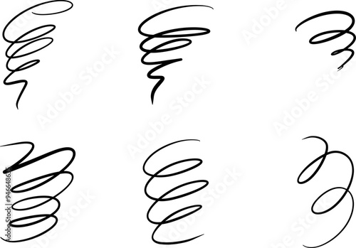 Tornado and hurricane doodle set, Doodle hurricane storm cartoon vector