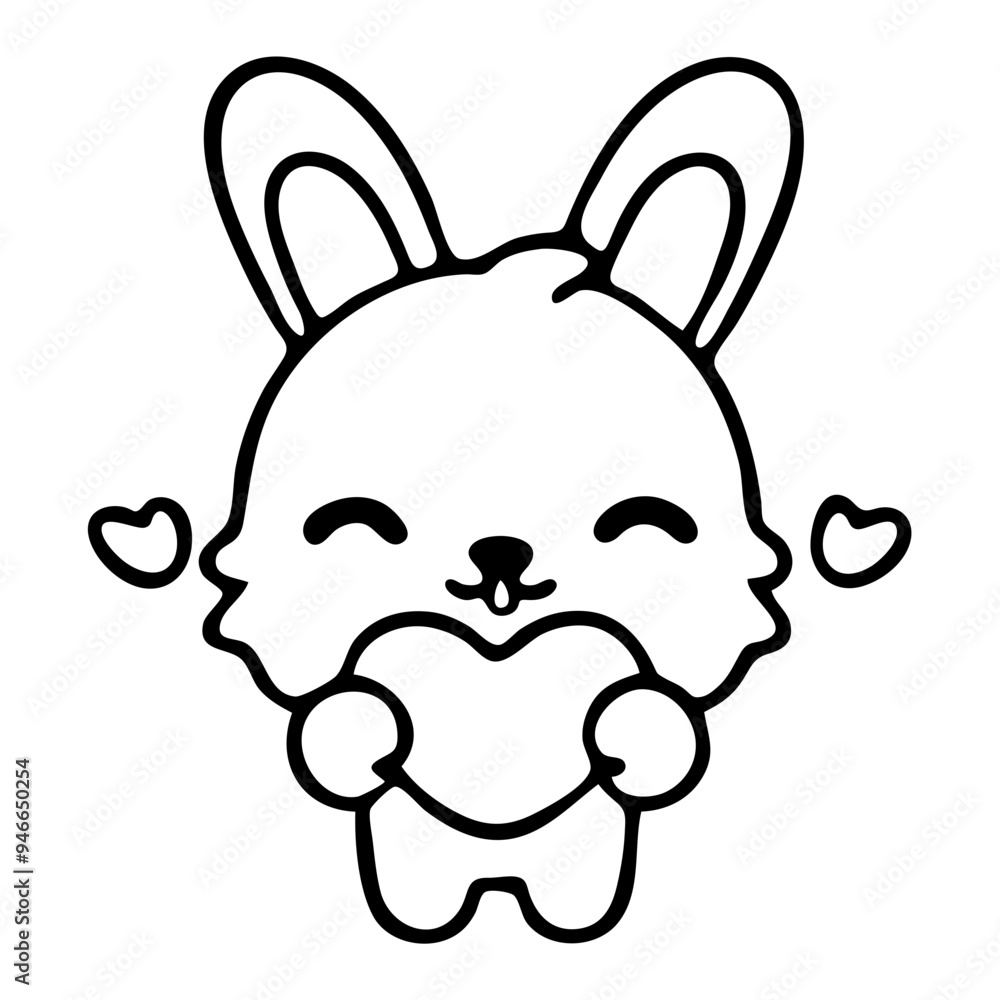 A cute cartoon rabbit with large ears and a smiling face, holding its paws up in a cheerful gesture A cute cartoon rabbit with large ears and a smiling face, holding its paws up in a cheerful gesture