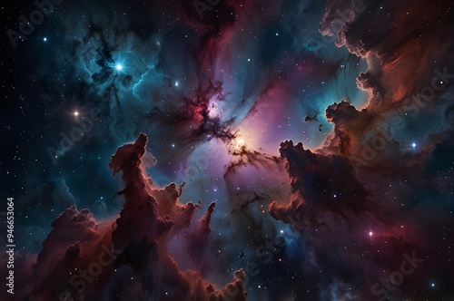 fantasy nebula art in ai technology  photo