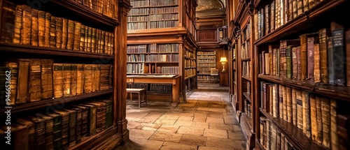 A Long, Narrow Corridor Lined with Bookshelves Filled with Books