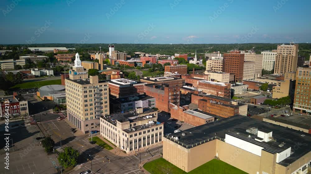 Aerial view of Youngstown State University campus in Youngstown downtown, Ohio was founded in 1908. Aerial view of Youngstown State University campus in Youngstown downtown, Ohio was founded in 1908.