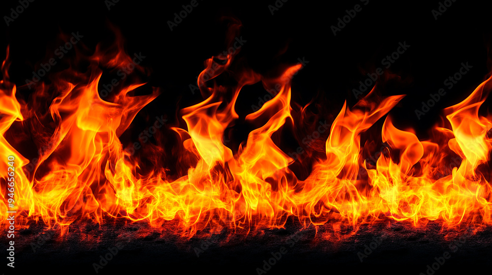 An image of flames burning in bright yellow and red hues against a black background. The fire creates an effect of heat and danger, with dynamic shapes of the flames that seem to dance on the screen An image of flames burning in bright yellow and red hues against a black background. The fire creates an effect of heat and danger, with dynamic shapes of the flames that seem to dance on the screen