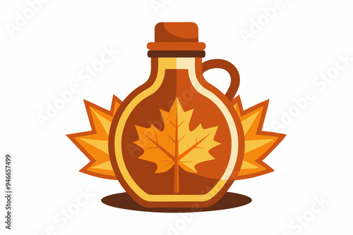 Maple syrup clipart, isolated vector illustration.
