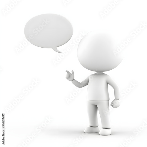 3D Human with empty chat bubble