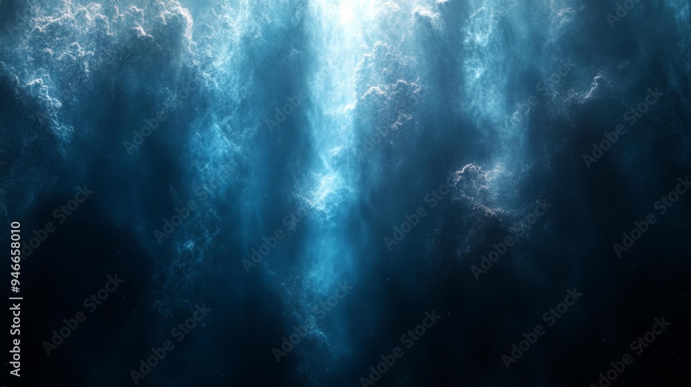 Obraz premium Abstract Underwater Light Beams and Particles Generative AI