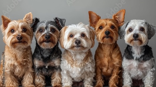 Group of Adorable Small Dogs Portrait Generative AI