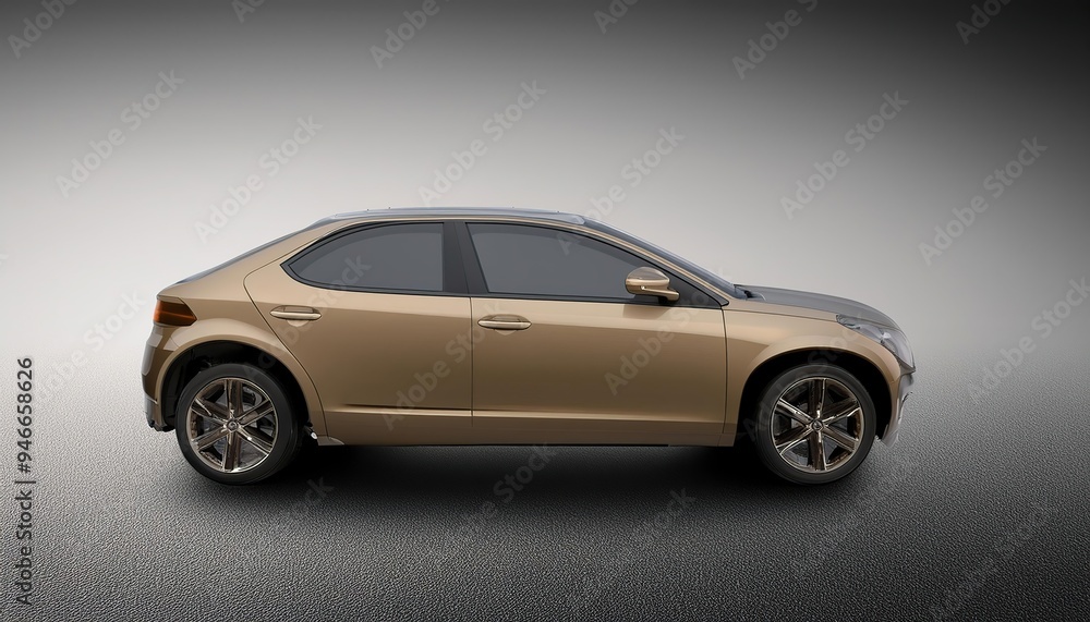 golden car, modern car against concrete wall golden car, modern car against concrete wall