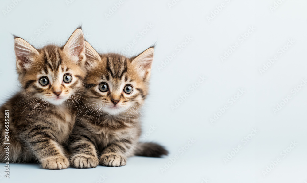 Obraz premium Cute Kittens Frame Blank Background - Space for Text