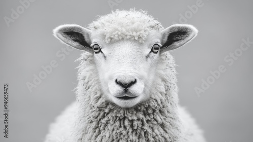 Close-Up Portrait of a White Sheep Generative AI