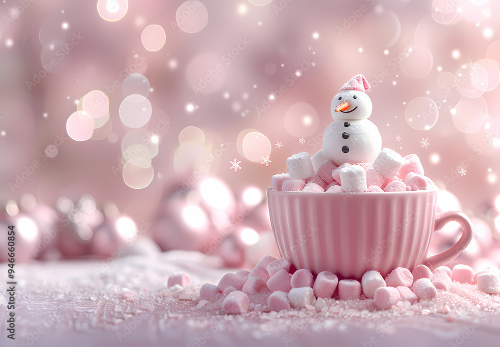 A snowman in a marshmallow cup A snowman in a marshmallow cup