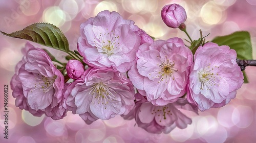 Wallpaper Mural  A cluster of pink blossoms resting on a tree limb against a hazy backdrop Torontodigital.ca