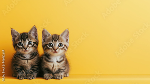 Cute Kittens Frame Blank Background - Space for Text
