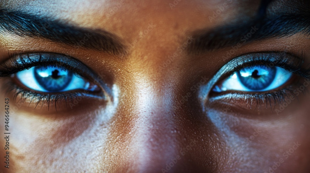 Close-up of a person's eyes with vibrant blue irises Close-up of a person's eyes with vibrant blue irises
