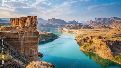 Serene River Winding Through a Rugged Canyon