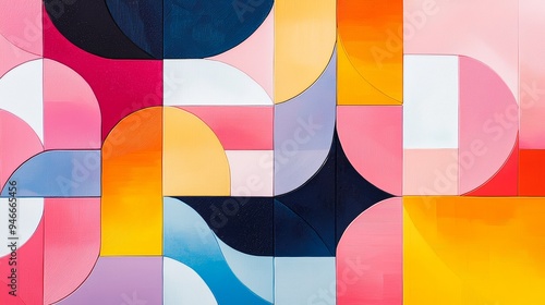 Tiles featuring abstract, pixelated designs in vibrant colors, resembling digital art