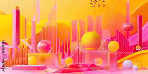 A Colorful Infographic about Market Trends in Pink and Yellow photo