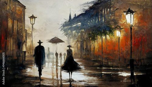 Rozstanie. Obraz wygenerowany przez sztuczną inteligencje. Malarstwo nowoczesne - abstrakcja. W sam raz do wydruku na płótnie. Świetnie imituje malarstwo klasyczne.   © Andrzej