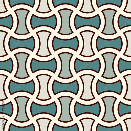 Apple core quilts texture. Bow tie motif. Seamless surface pattern design with classic ornament. Interlocking axehead figures background. Outline digital paper with hammerhead shapes. Vector.