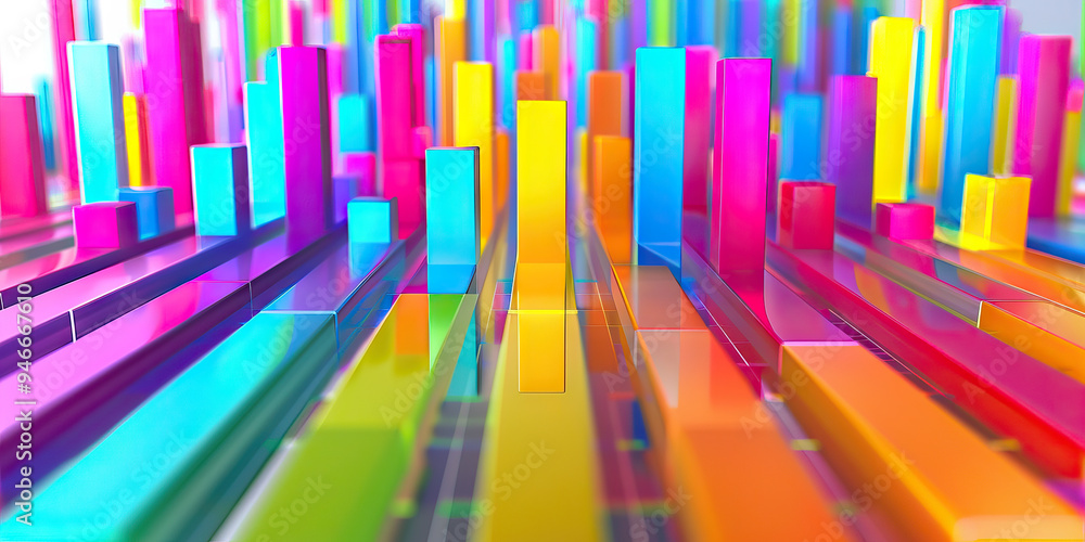 Colorful Bar Charts Rise: Business Strategy Tracking in Vibrant Shades Colorful Bar Charts Rise: Business Strategy Tracking in Vibrant Shades