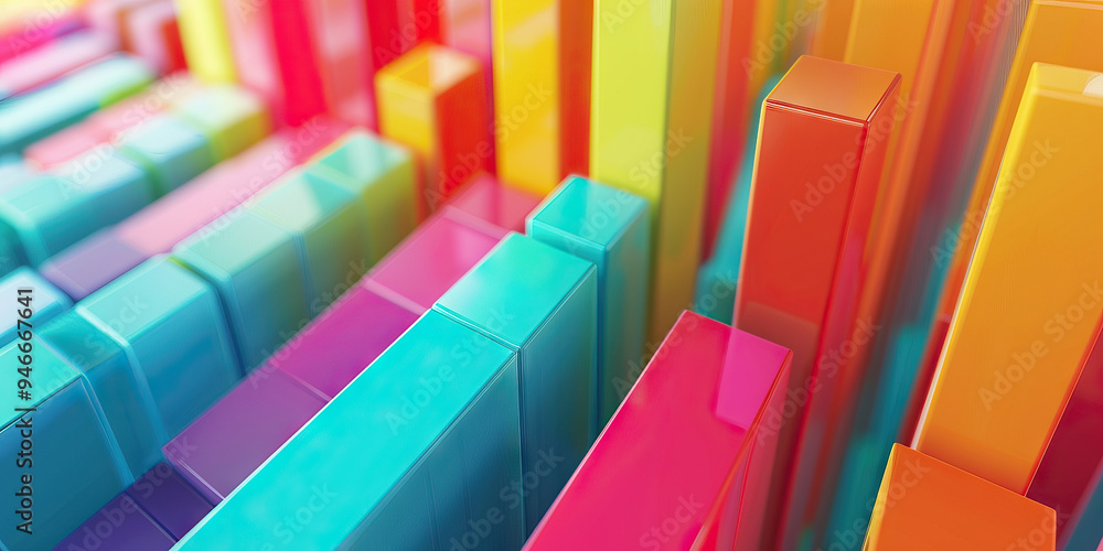 Naklejka premium Colorful Bar Charts Rise: Business Strategy Tracking in Vibrant Shades