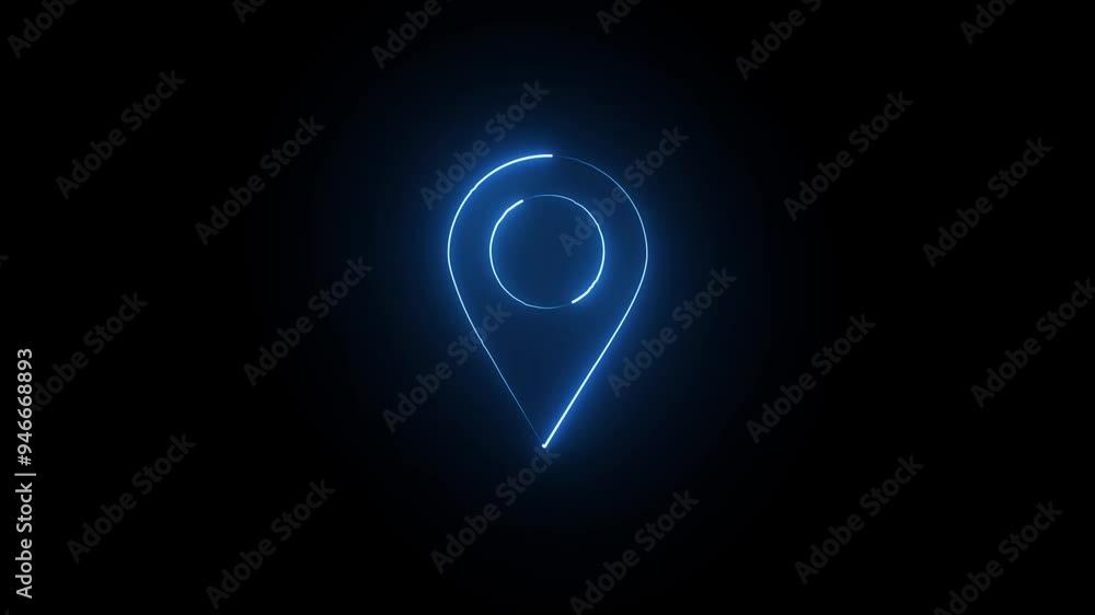 Neon Location icon map pin pointer on GPS Map tracker concept. Stock ...