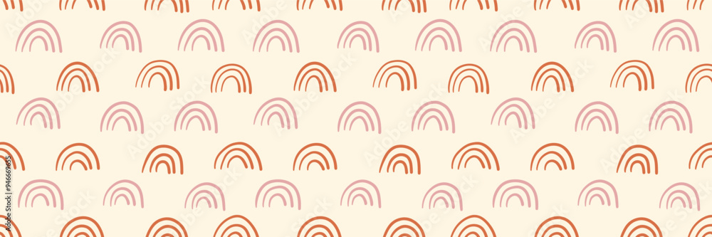 Bohemian Baby Pattern With Rainbow. Gender Neutral Nursery Cute Baby Ornaments. Vector Illustration In Flat Cartoon Style. Boho Warm Color. Simple background. Print For Kids. Bohemian Baby Pattern With Rainbow. Gender Neutral Nursery Cute Baby Ornaments. Vector Illustration In Flat Cartoon Style. Boho Warm Color. Simple background. Print For Kids.